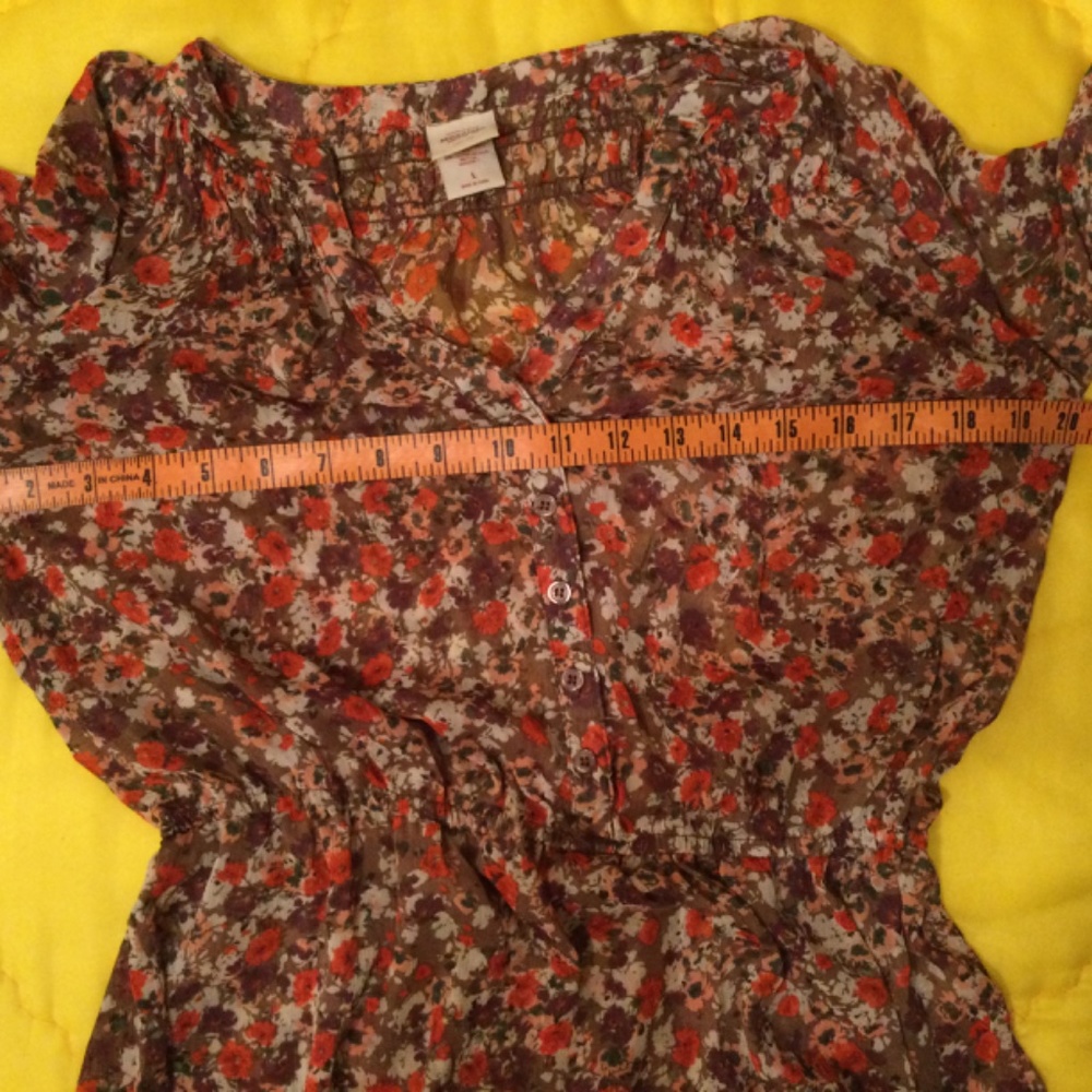 Mossimo Supply Co Floral Sheer Multi Color Blouse - Picture 3 of 11